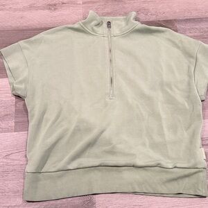 Varley Mint Green Half-Zip Short Sleeve Top